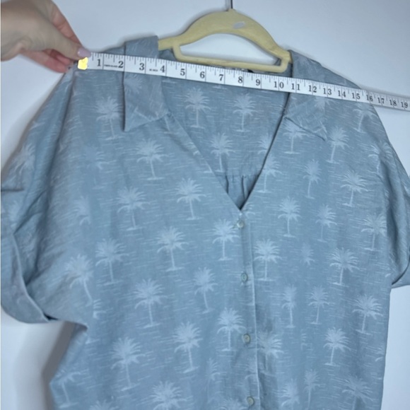 ZARA Blue Palm Tree Button-Up Shirt | Size M - Picture 14 of 14